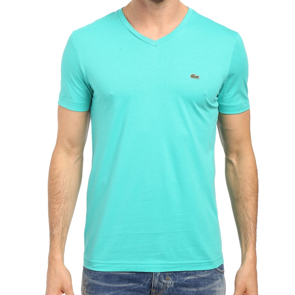 Lacoste Men's Green 6 Pima Jersey V-neck T-shirt